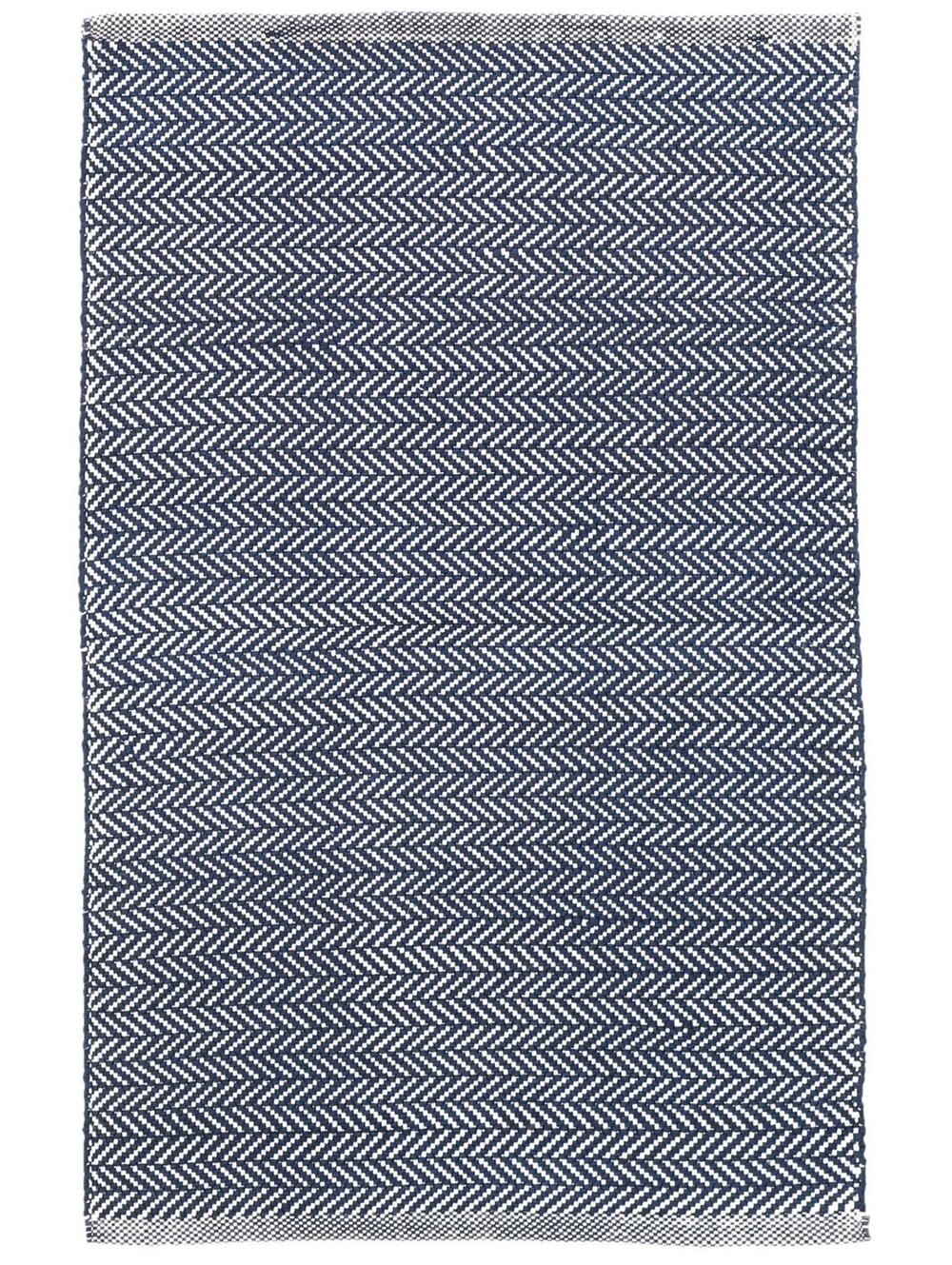 Herringbone Handwoven Indoor/Outdoor Rug | Indigo/White Size 2'6"x12'